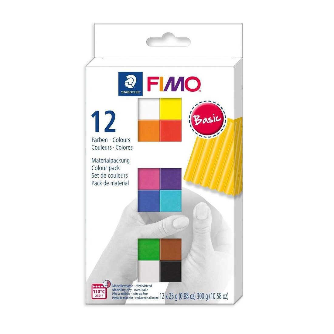 FIMO Polymer Knete - Set mit 12 Basisfarben